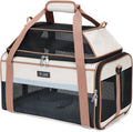Top-Expandable Pet Carrier 17X11X9.5 Inch Alaska Hawaiian Airline Approved Soft Sided Underseat to 12Lbs Travel Carriers for Small Dogs and Cats with Locking Safety Zippers Anti-Scratch Mesh