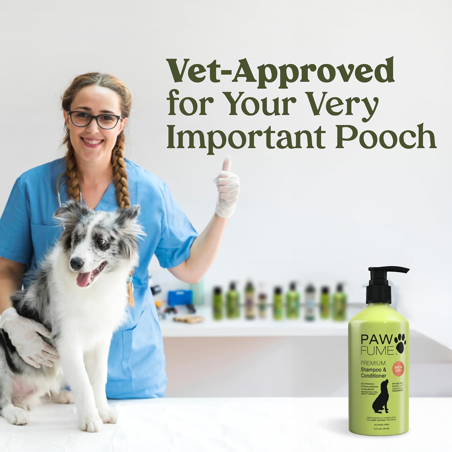 PAWFUME Deshedding Dog Shampoo and Conditioner, Show Dog, 1-Pack – Nourish & Detangle for Silky Soft Coat – Probiotic, Deep-Cleaning, Ph-Balanced Formula – Salon-Quality Shampoo for Dogs