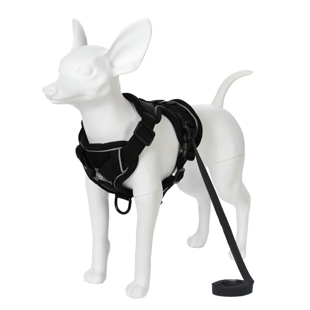 Adjustable Reflective Dog Harness & Leash Set – Breathable, Escape-Proof for Small & Medium Dogs