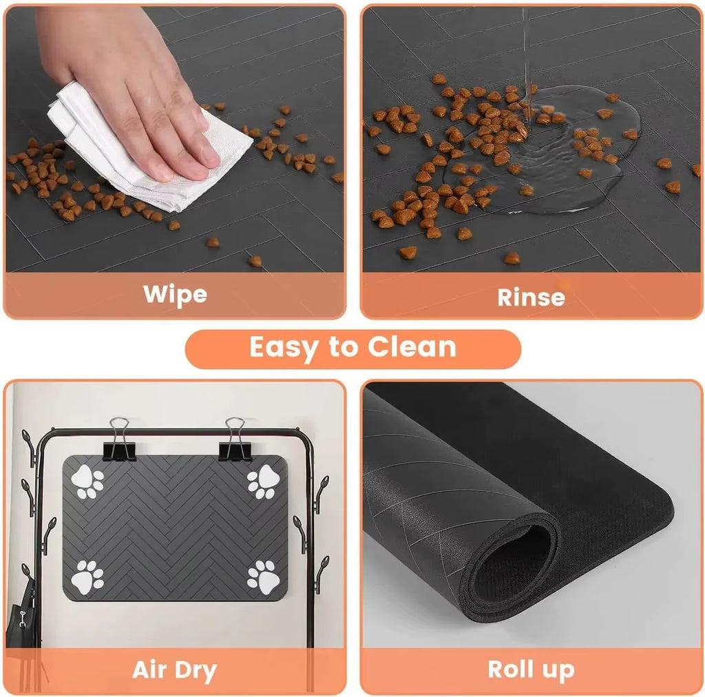 Pet Feeding Mat-Absorbent Pet Placemat Rubber Backing Quick Dry Water Mat for Dog Cat for Food and Water Bowl with Waterproof